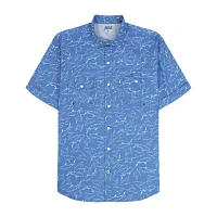 IZOD Saltwater Big and Tall Mens Moisture Wicking Classic Fit Short Sleeve Button-Down Shirt