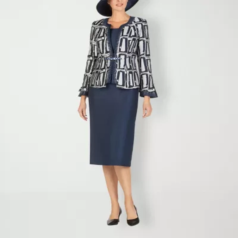 Giovanna Collection 3-pc. Squares Skirt Suit-Plus