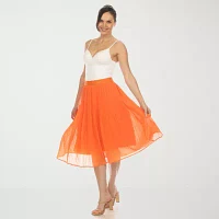 White Mark Womens Midi Flared Skirt