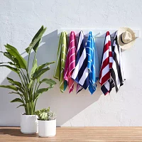 Outdoor Oasis Cabana Stripe Blue & Mint Beach Towel