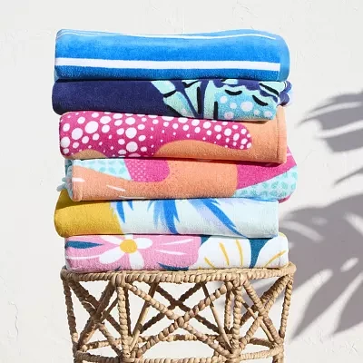 Outdoor Oasis Cabana Stripe Blue & Mint Beach Towel