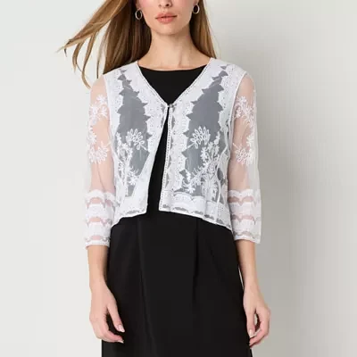 Rabbit Design Womens V Neck 3/4 Sleeve Shrug