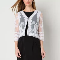 Rabbit Design Womens V Neck 3/4 Sleeve Shrug