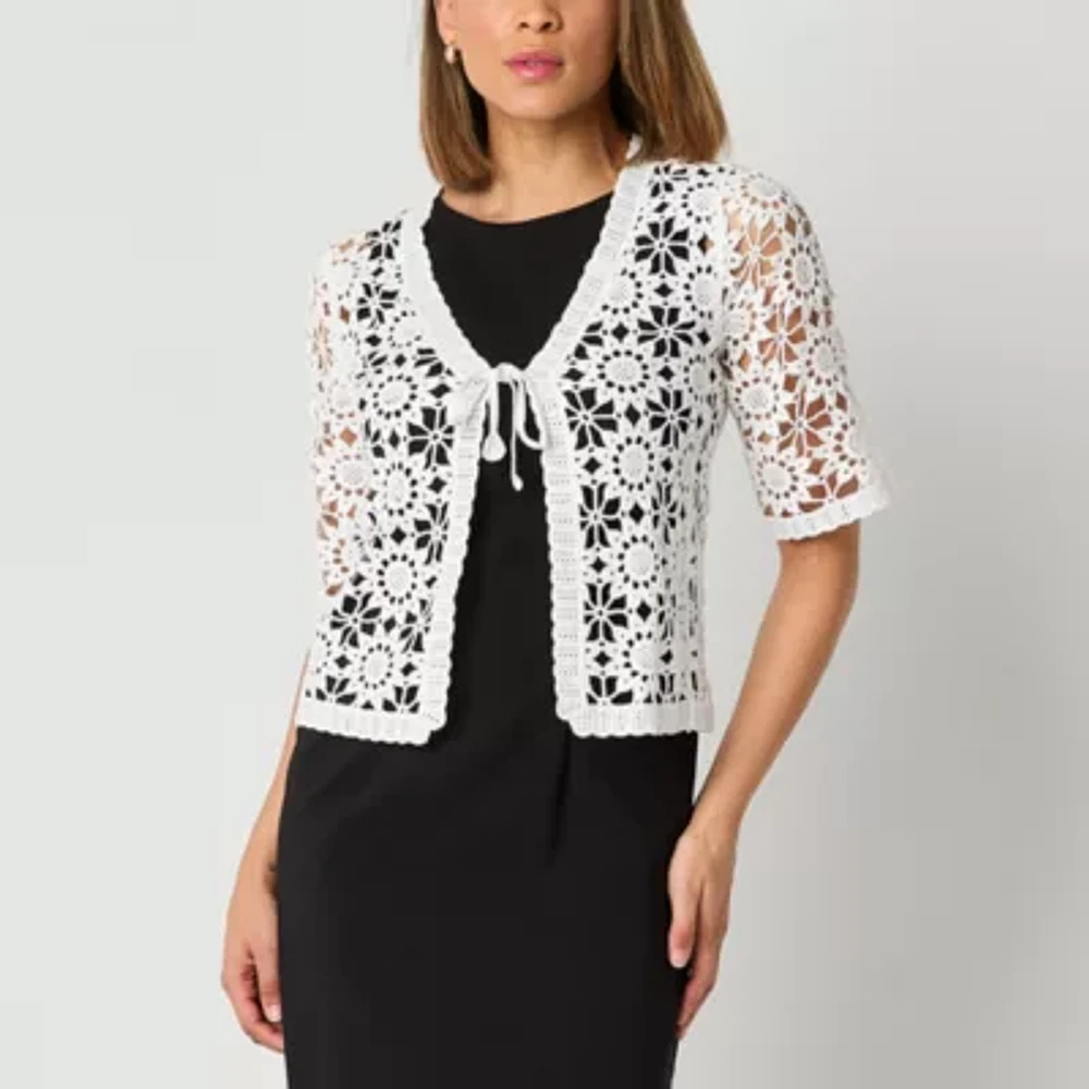 Rabbit Design Womens V Neck Short Sleeve Shrug