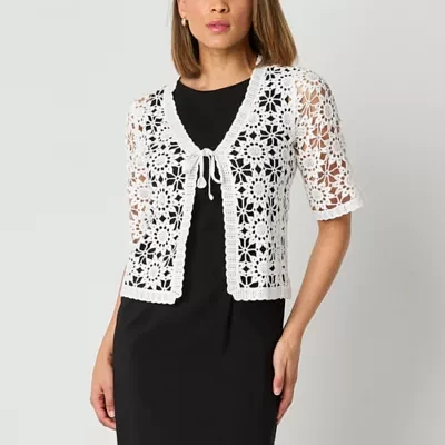 Rabbit Design Womens V Neck Short Sleeve Shrug