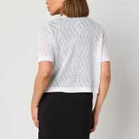 Perceptions Womens Short Sleeve Chevron Shrug