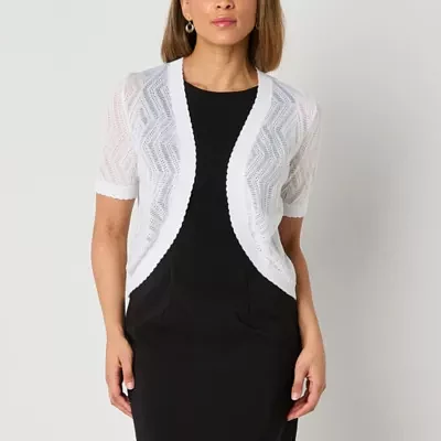 Perceptions Womens Short Sleeve Chevron Shrug