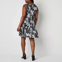 Perceptions Womens Floral Jacket Dress Plus