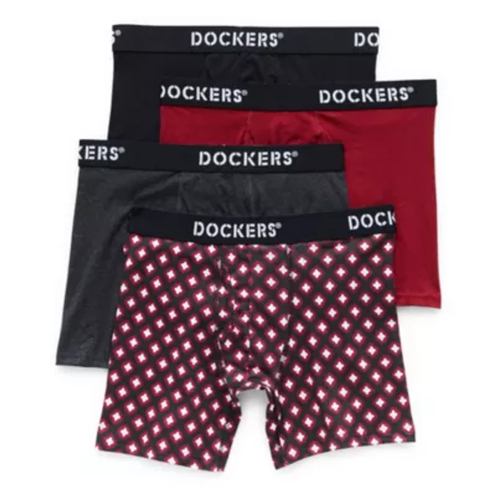 Dockers Mens 4 Pack Boxer Briefs