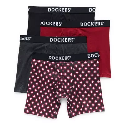 Dockers Mens 4 Pack Boxer Briefs