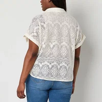 Frye and Co. Plus Womens Short Sleeve Regular Fit Button-Down Shirt