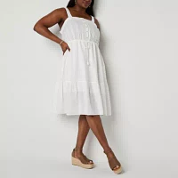 Frye and Co. Womens Sleeveless Midi Sundress Plus