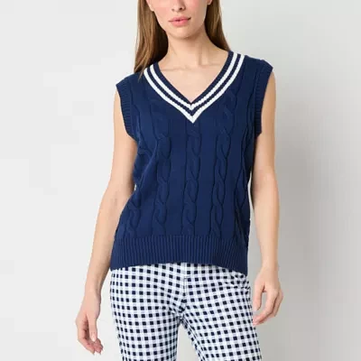 St. John's Bay Womens V Neck Sleeveless Pullover Sweater