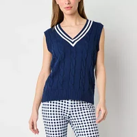St. John's Bay Womens V Neck Sleeveless Pullover Sweater