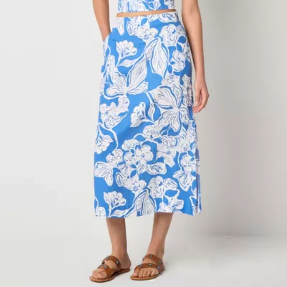a.n.a Womens Linen Blend Midi Pencil Skirt