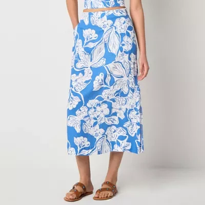 a.n.a Womens Linen Blend Midi Pencil Skirt