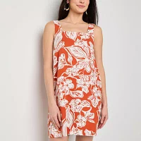 a.n.a Womens Sleeveless Floral A-Line Dress