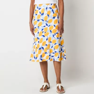 Liz Claiborne Womens Mid Rise Midi A-Line Skirt