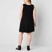 St. John's Bay Womens Sleeveless Midi Swing Dresses Plus