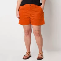 a.n.a. Womens Highest Rise 4.5" Utility Chino Short - Plus