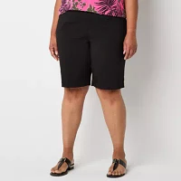 Liz Claiborne Alyssa Womens Mid Rise Bermuda Short-Plus