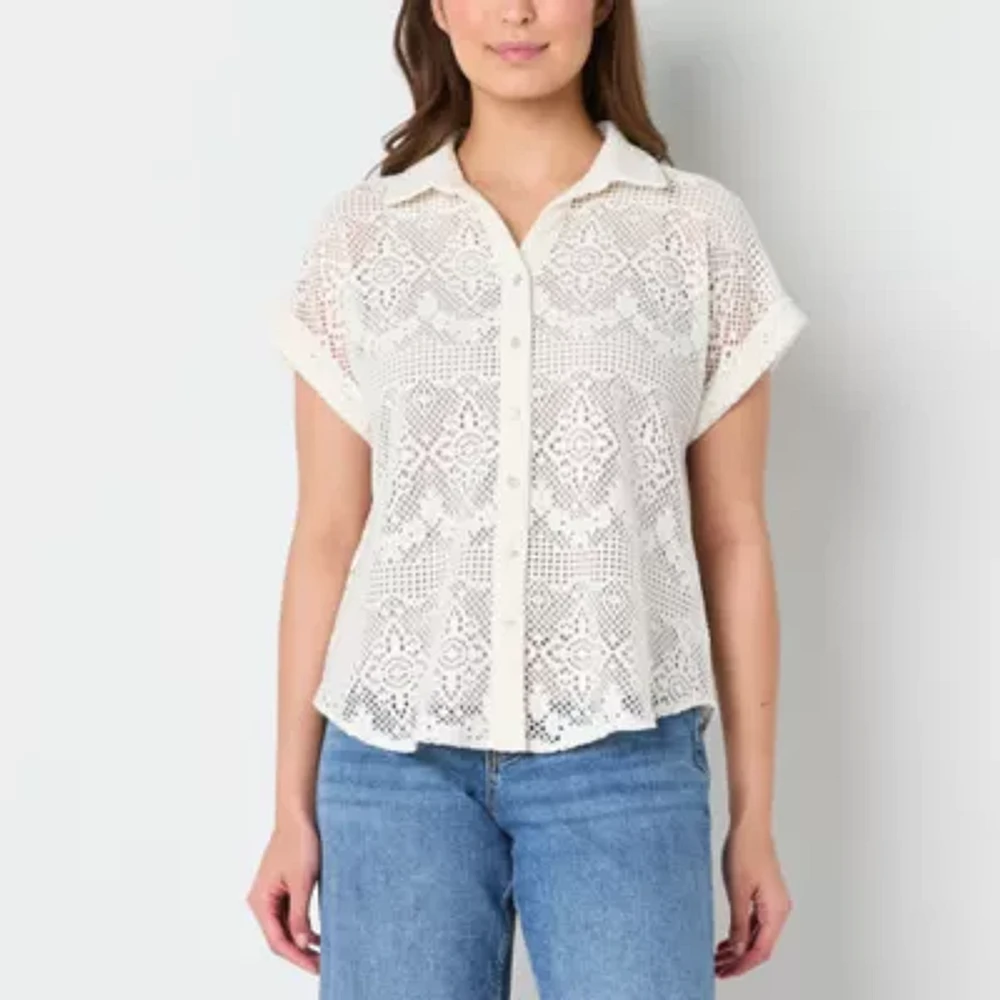 Frye and Co. Womens Short Sleeve Regular Fit Button-Down Shirt