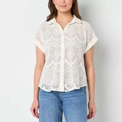 Frye and Co. Womens Short Sleeve Regular Fit Button-Down Shirt