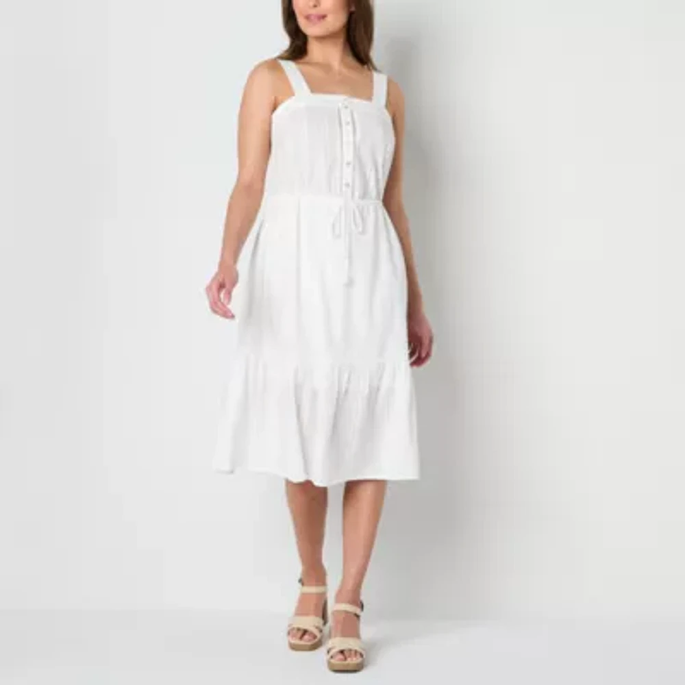Frye and Co. Womens Sleeveless Midi A-Line Dress