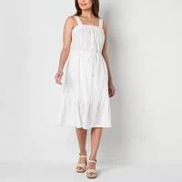 Frye and Co. Womens Sleeveless Midi A-Line Dress