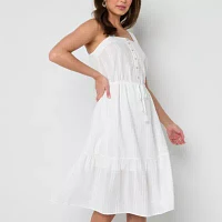 Frye and Co. Womens Sleeveless Midi A-Line Dress