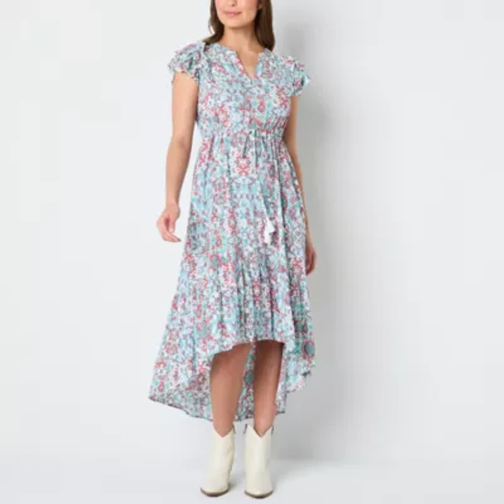 Frye and Co. Womens Short Sleeve High-Low Maxi Dress