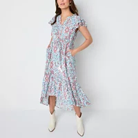 Frye and Co. Womens Short Sleeve High-Low Maxi Dress