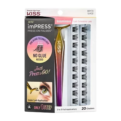 Kiss Lashes Impress Press-On Falsies Eyelash Clusters Kit Voluminous