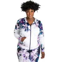 Poetic Justice Printed Active Zip Front Track Jacket - Plus