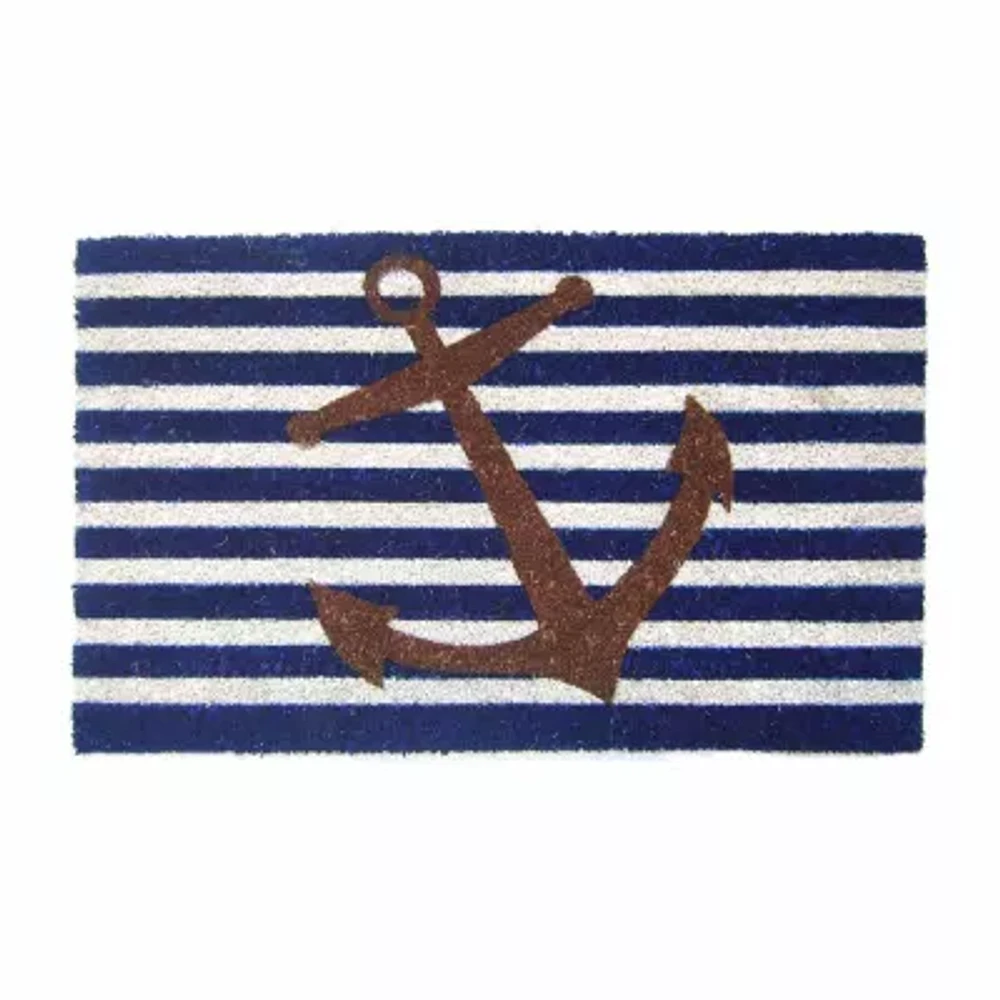 Geo Craft Nautical Anchor Striped Rectangular Doormats