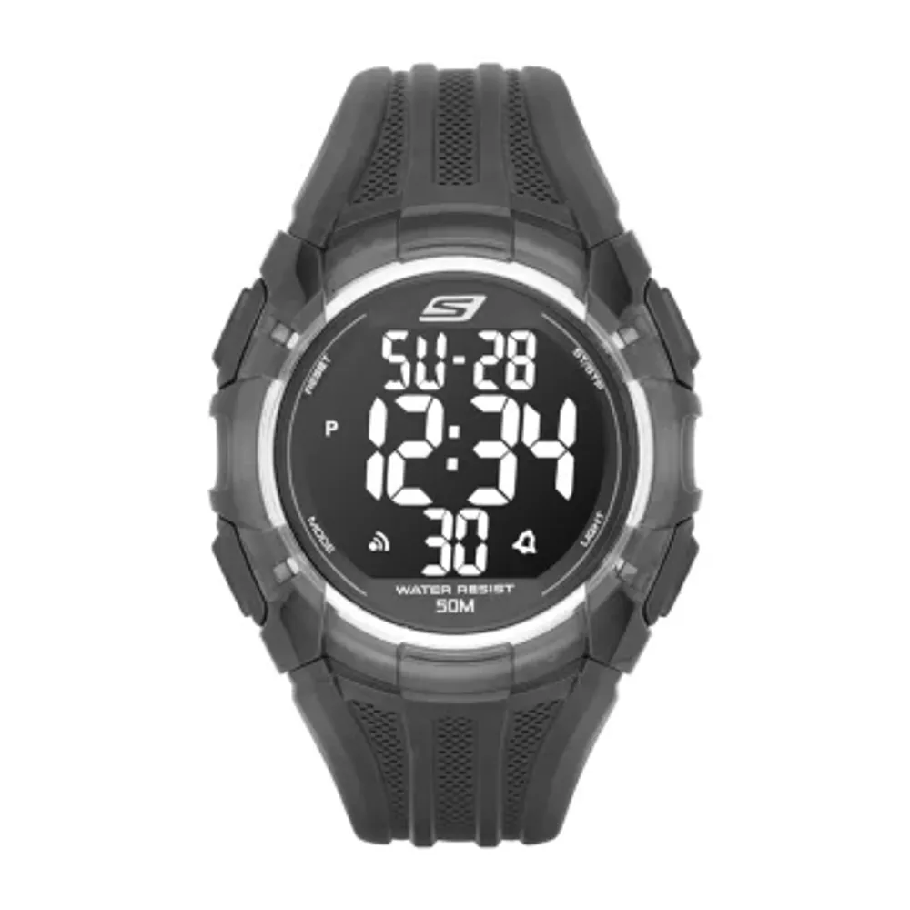 Skechers El Porto Mens Digital Black Strap Watch Sr1008