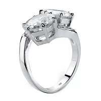 DiamonArt® Womens White Cubic Zirconia Platinum Over Silver Cocktail Ring