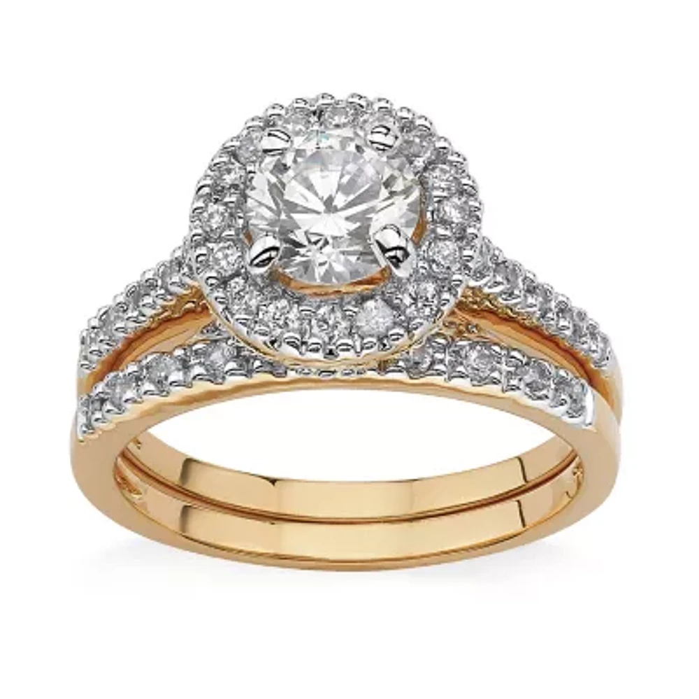Womens 1 3/4 CT. T.W. White Cubic Zirconia 18K Gold Over Brass Bridal Set