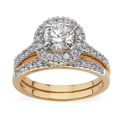 Womens 1 3/4 CT. T.W. White Cubic Zirconia 18K Gold Over Brass Bridal Set