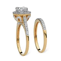 Womens 1 3/4 CT. T.W. White Cubic Zirconia 18K Gold Over Brass Bridal Set