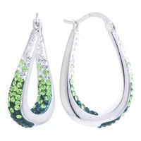 Sparkle Allure Crystal Pure Silver Over Brass Hoop Earrings