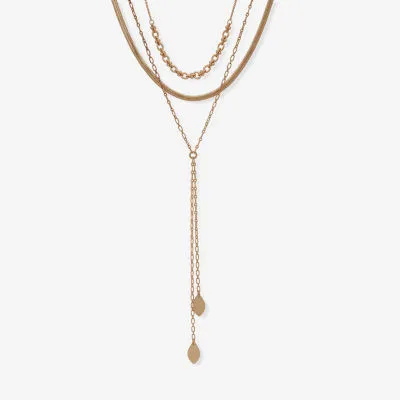 a.n.a Gold Tone Y 16 Inch Snake Strand Necklace