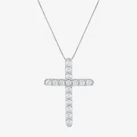 G-H / Si2-I1) Womens 1/ CT. T.W. Lab Grown White Diamond 10K Gold Cross Pendant Necklace