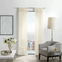 Martha Stewart Glacier Sheer Rod Pocket Set of 2 Curtain Panel