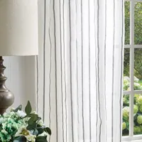 Martha Stewart Laguna Stripe Light-Filtering Tie Top Set of 2 Curtain Panel