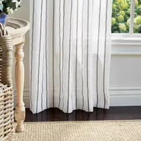 Martha Stewart Laguna Stripe Light-Filtering Tie Top Set of 2 Curtain Panel