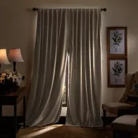 Martha Stewart Lucca Velvet Blackout Rod Pocket Set of 2 Curtain Panel