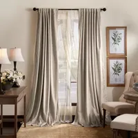 Martha Stewart Lucca Velvet Blackout Rod Pocket Set of 2 Curtain Panel