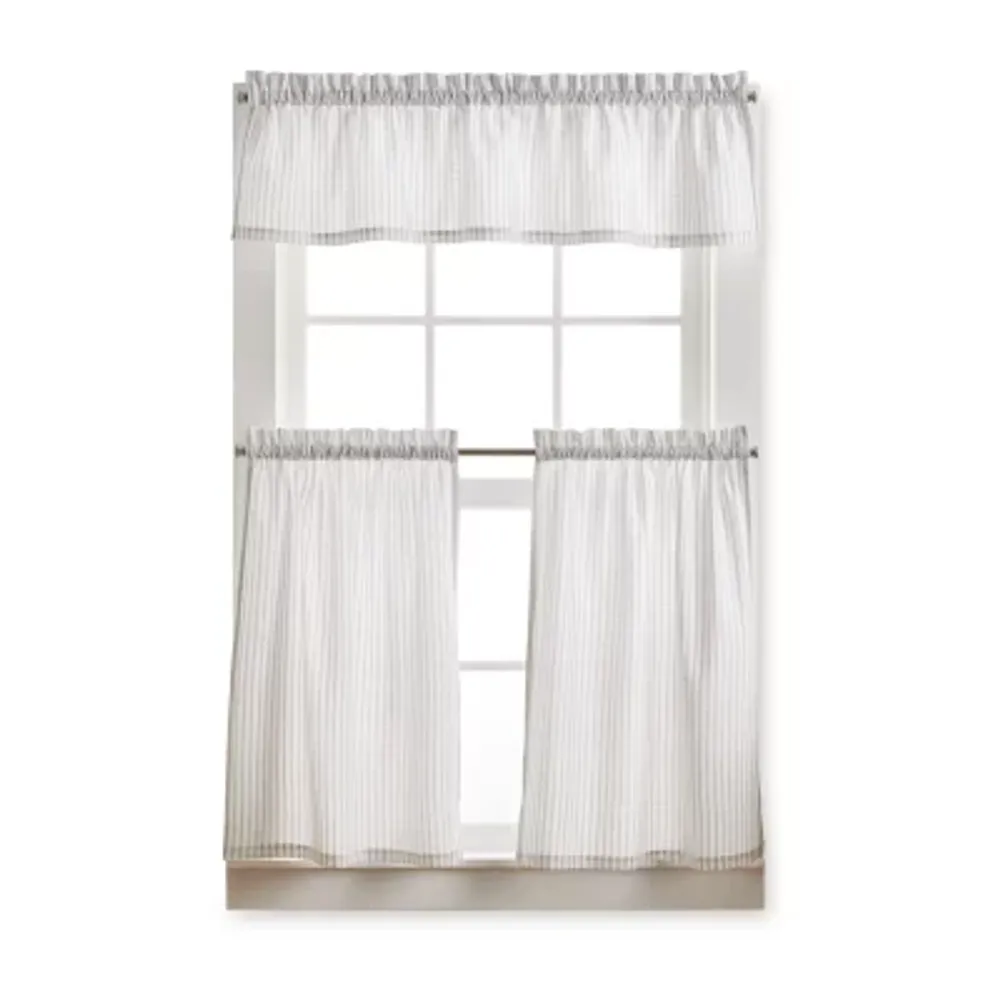 Martha Stewart Ticking Stripe 3-pc. Rod Pocket Kitchen Curtain Window Set