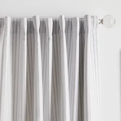 Martha Stewart Ticking Stripe Rod Pocket Back Tab Blackout Set of 2 Curtain Panels